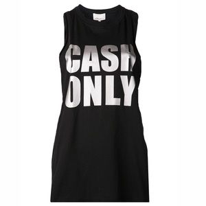 3.1 Phillip Lim Black “Cash Only” Tank Top